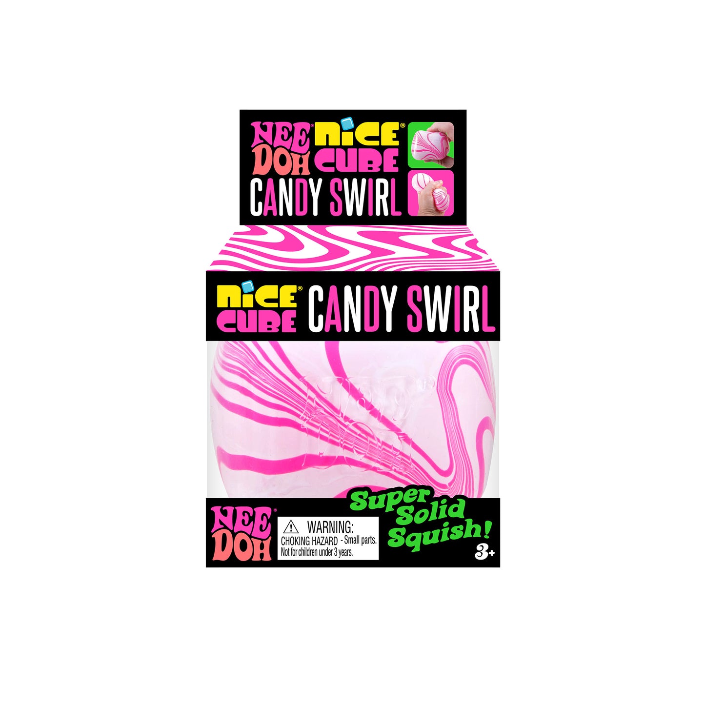 Schylling NeeDoh Candy Swirl Nice Cube Squishy Fidget Toy Pink