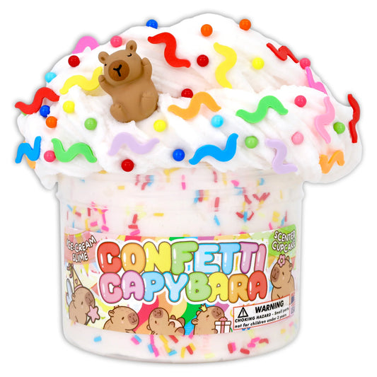 Confetti Capybara - Ice-Cream Textured Slime - Handmade in USA - Dope Slimes - White - 8 fl/oz