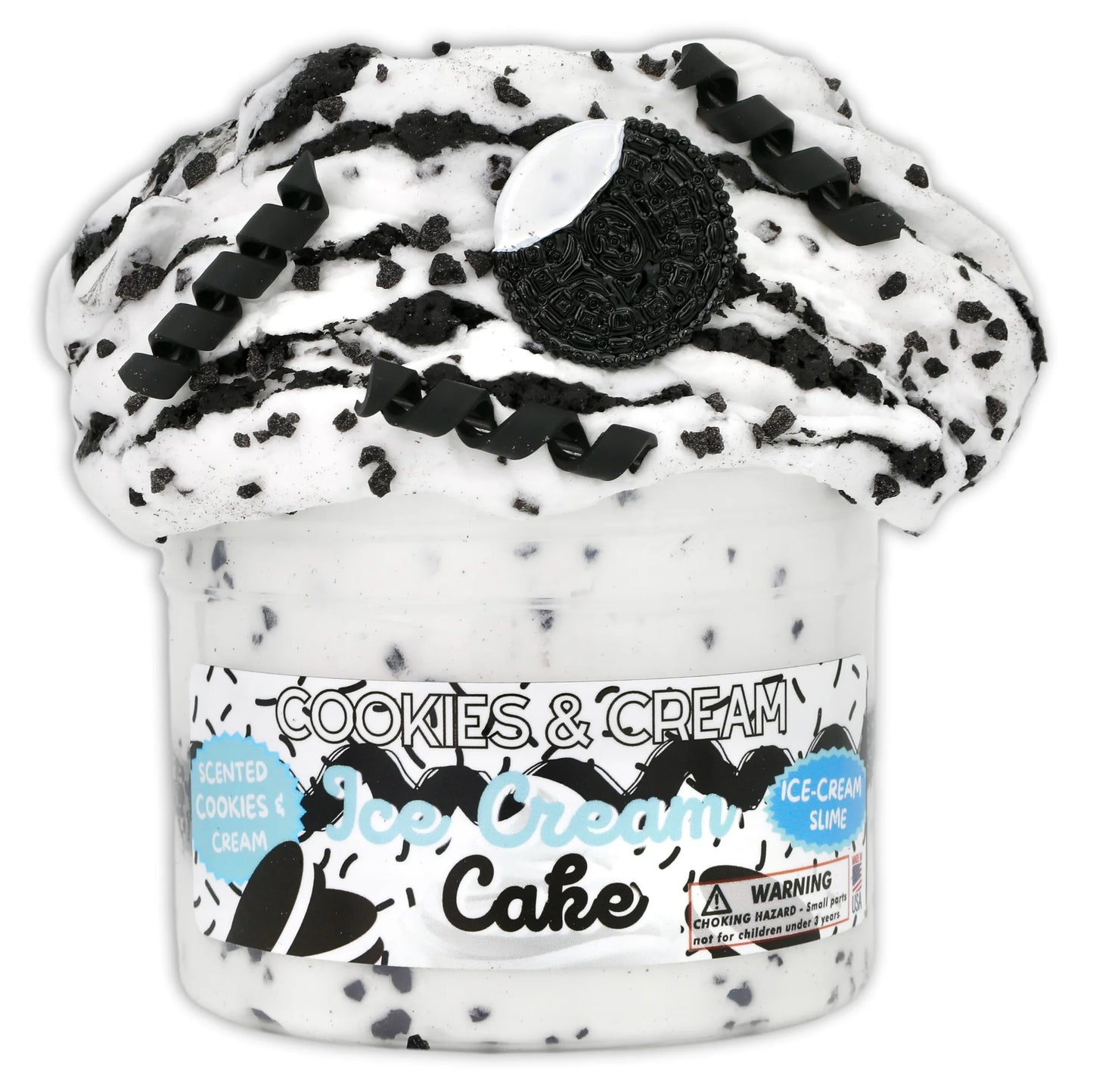 Cookies & Cream Ice-Cream Cake - Ice-Cream Textured Slime - Handmade in USA - Dope Slimes - White/Black