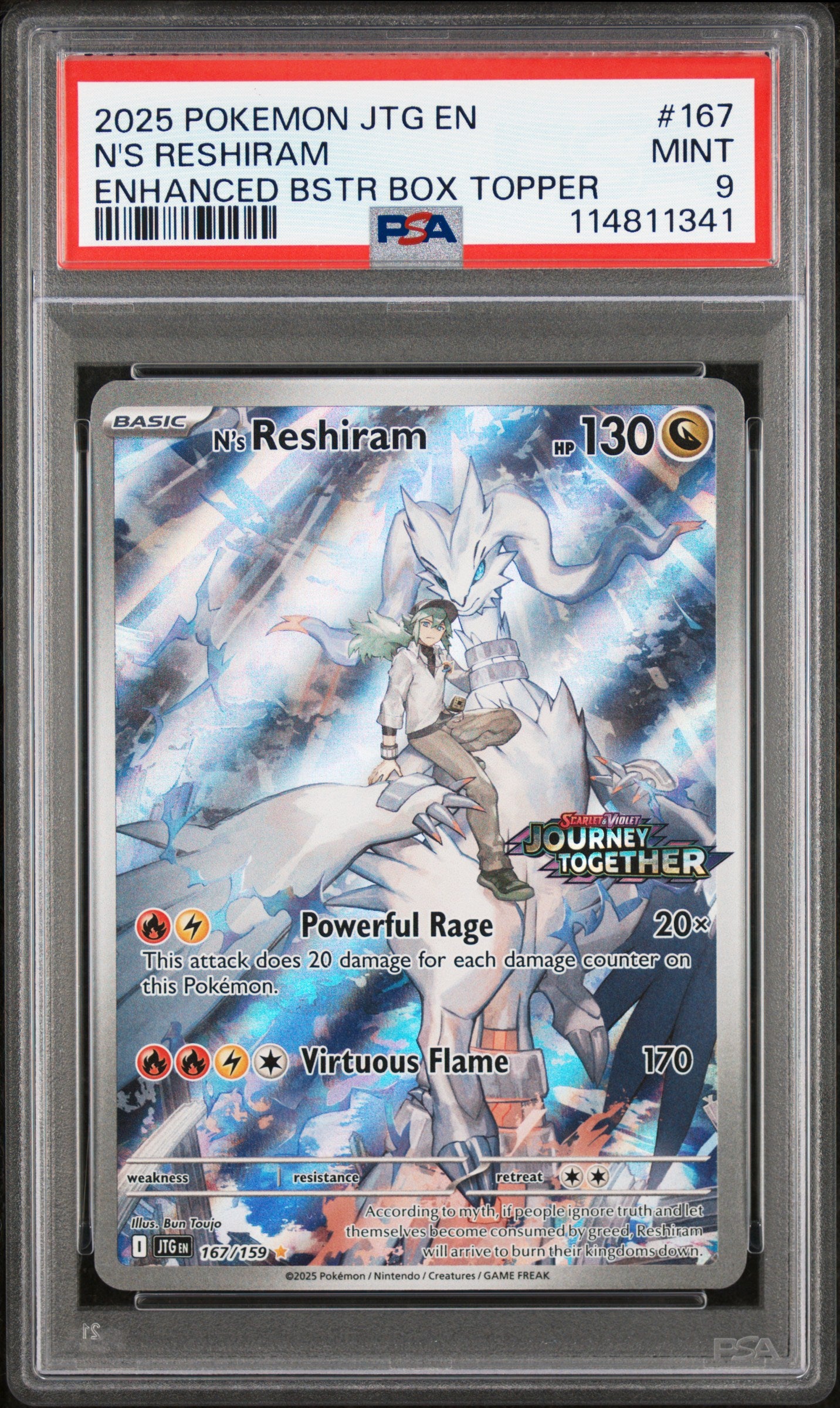 2025 Pokemon JTG EN N's Reshiram Stamped PSA 9