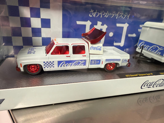 M2 Machines Coca Cola Auto Haulers 1973 Chevrolet Cheyenne Super 30 and 1959 Chevrolet Corvette XP-86 Red Chrome Chase