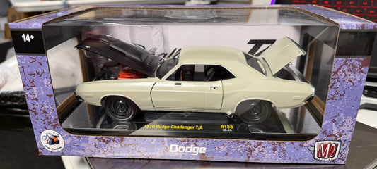 Model car in a display box with 'Dodge' branding