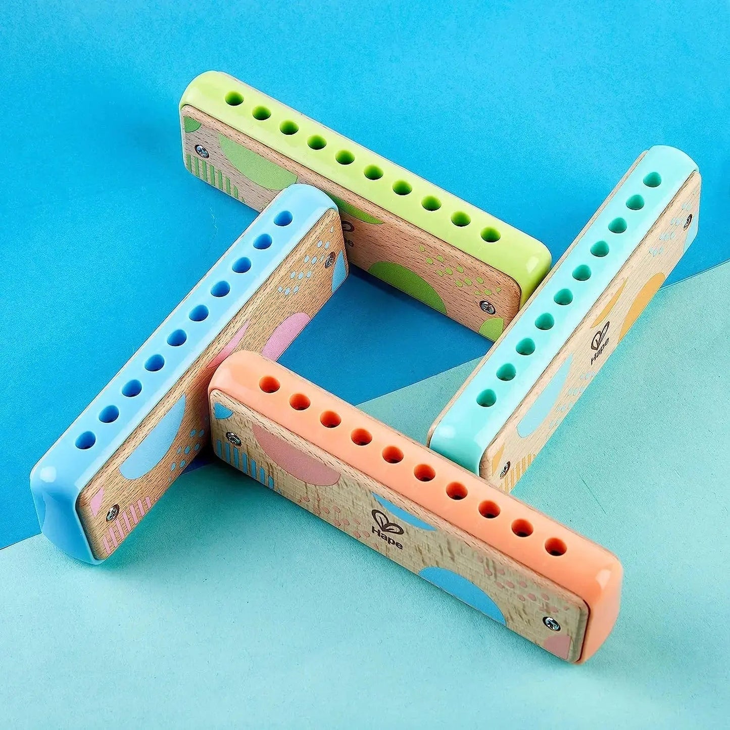 Hape 10 Hole Blues Harmonica Wooden Musical Instrument