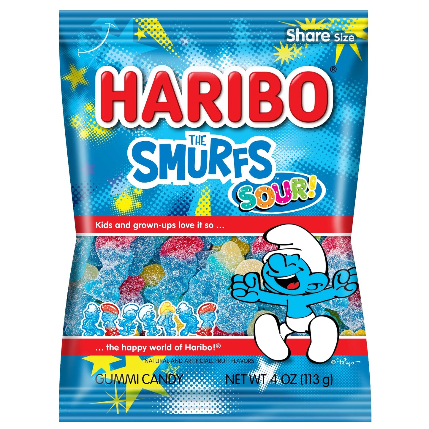 Haribo Smurfs Sour Gummy Candy 4oz