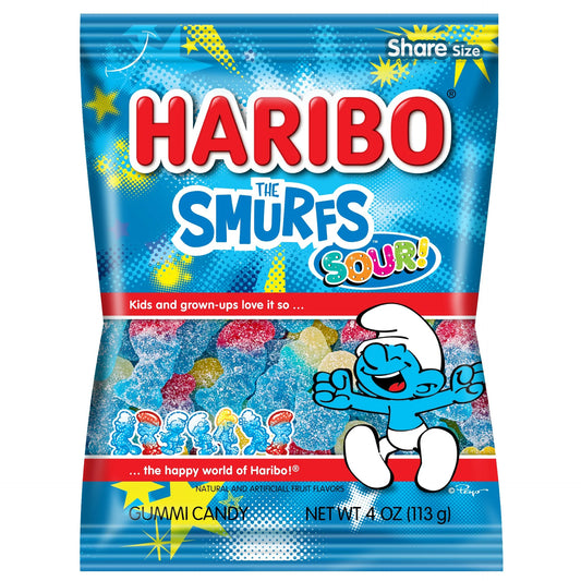 Haribo Smurfs Sour Gummy Candy 4oz