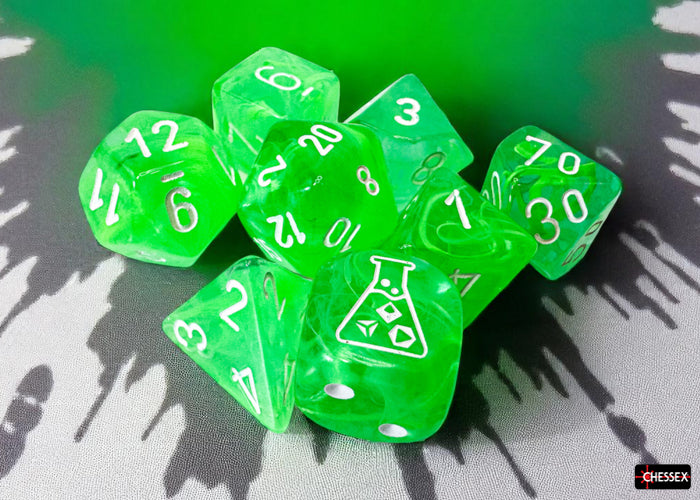 Chessex Lab Dice Polyhedral 7-Die set Nebula Gelatinous/White CHX30074