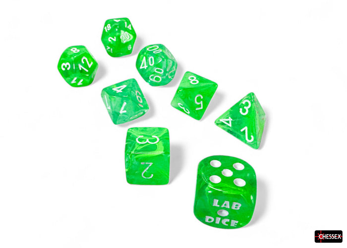 Chessex Lab Dice Polyhedral 7-Die set Nebula Gelatinous/White CHX30074