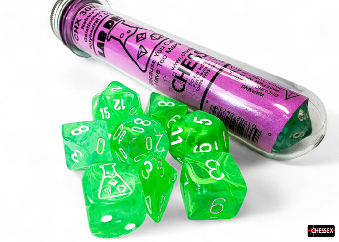 Chessex Lab Dice Polyhedral 7-Die set Nebula Gelatinous/White CHX30074