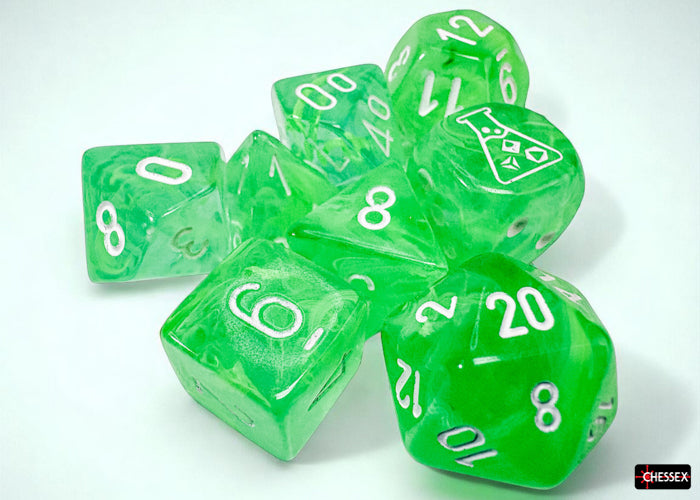 Chessex Lab Dice Polyhedral 7-Die set Nebula Gelatinous/White CHX30074