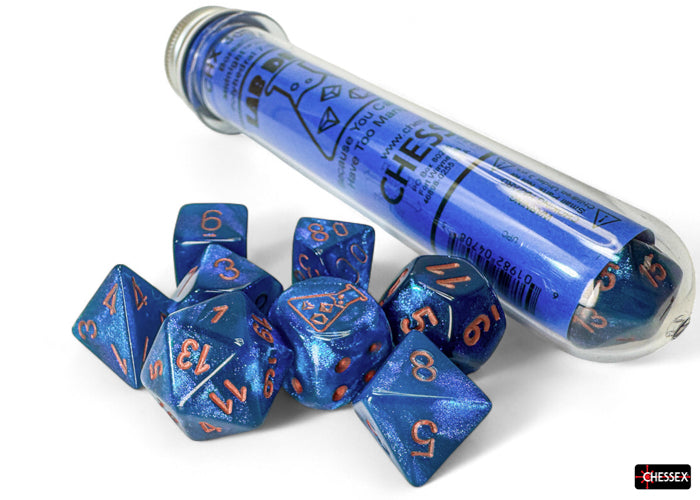 Chessex Lab Dice Polyhedral 7-Die set Borealis Midnight/Copper CHX30073