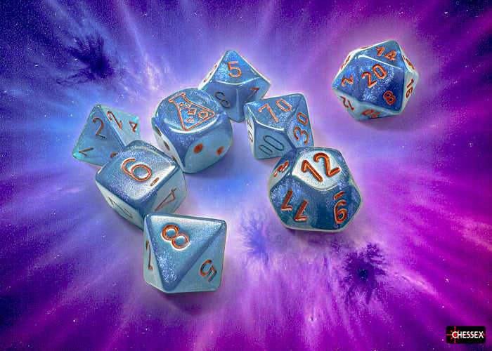 Chessex Lab Dice Polyhedral 7-Die set Borealis Midnight/Copper CHX30073