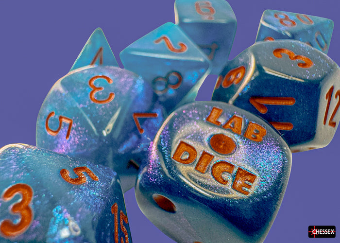 Chessex Lab Dice Polyhedral 7-Die set Borealis Midnight/Copper CHX30073