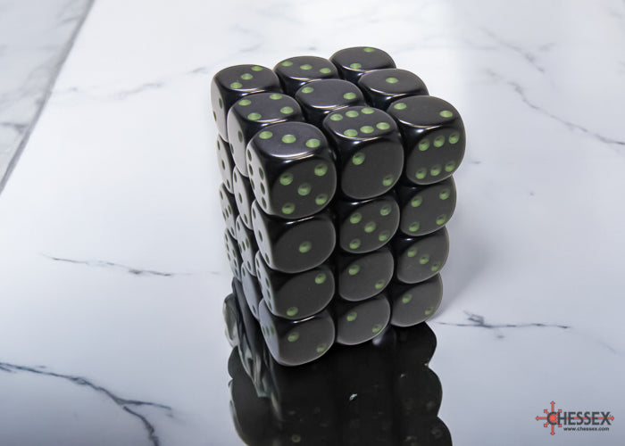 Chessex 12mm 36-Die Set-Opaque Black/Green CHX25858