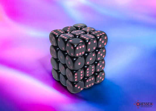 Chessex 12mm 36-Die Set-Opaque Black/Pink CHX25848
