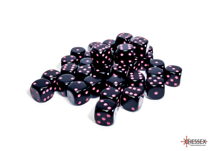 Chessex 12mm 36-Die Set-Opaque Black/Pink CHX25848