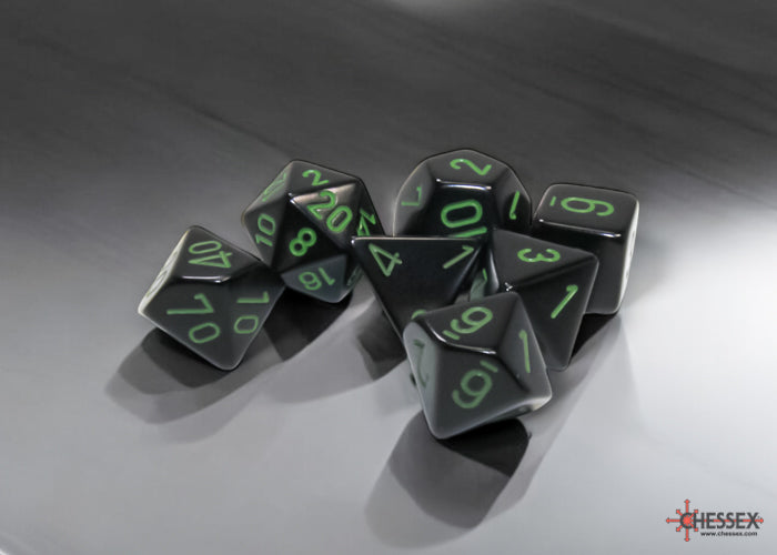 Chessex Polyhedral 7-Die Set-Opaque Black/Green CHX25458