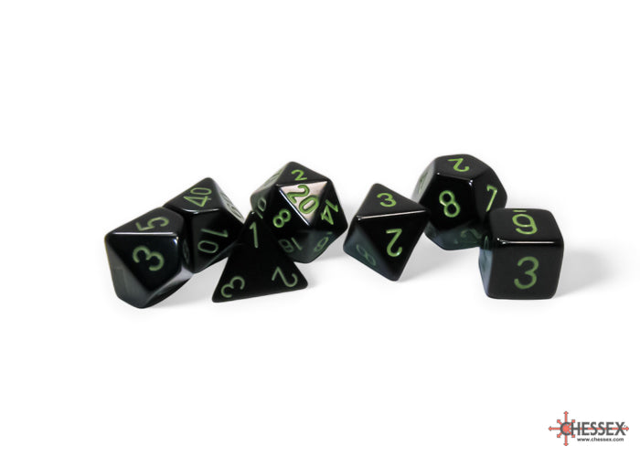 Chessex Polyhedral 7-Die Set-Opaque Black/Green CHX25458