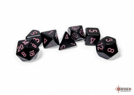 Chessex Polyhedral 7-Die Set-Opaque Black/Pink CHX25448
