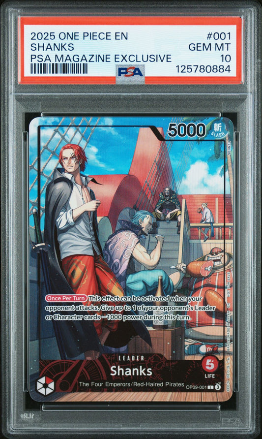2025 ONE PIECE PROMOS 001 SHANKS PSA MAGAZINE EXCLUSIVE PSA 10