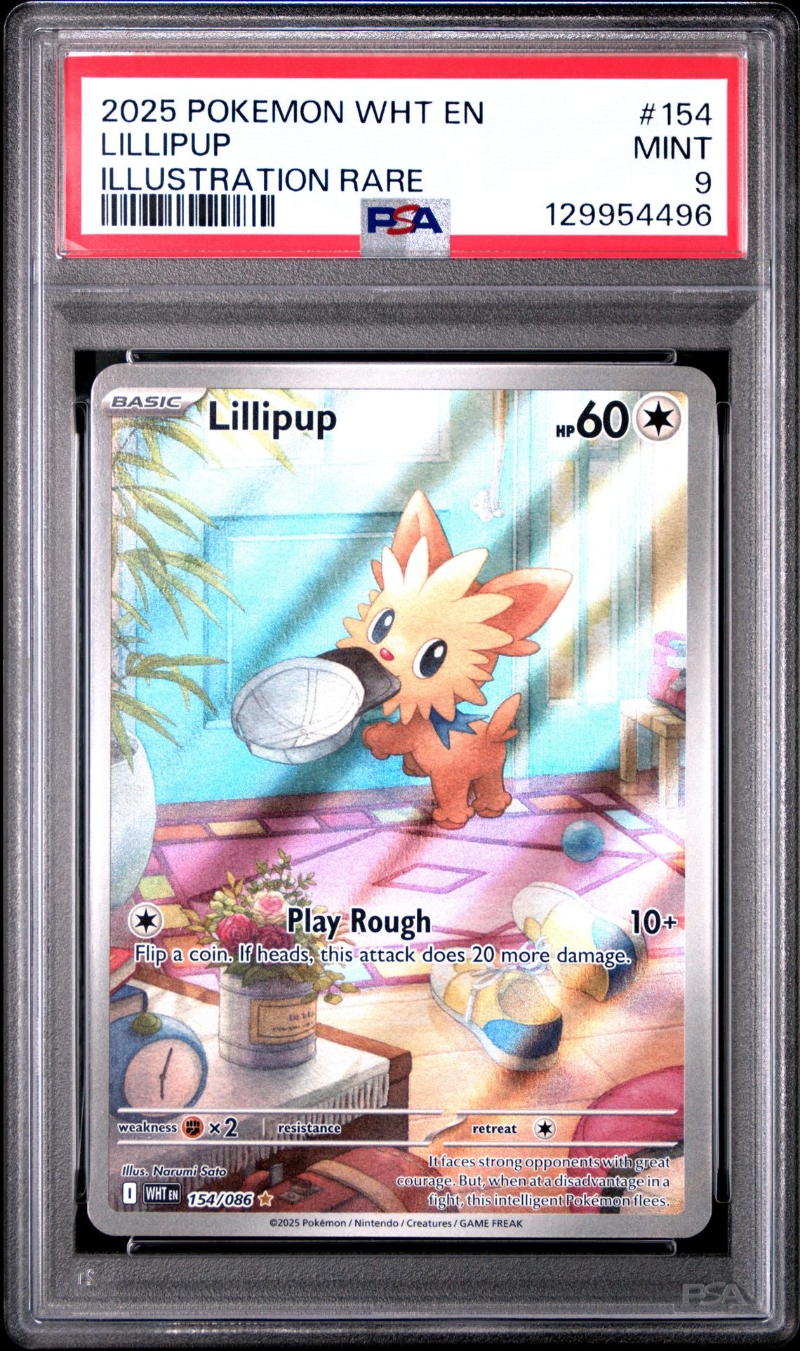 2025 POKEMON WHT EN-WHITE FLARE 154 LILLIPUP ILLUSTRATION RARE PSA 9