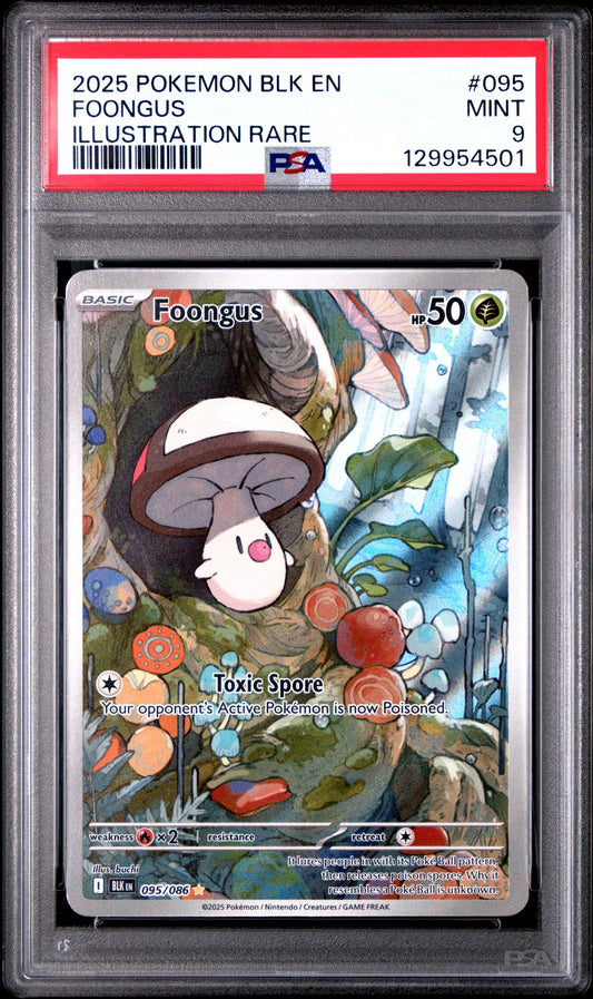 2025 POKEMON BLK EN-BLACK BOLT 095 FOONGUS ILLUSTRATION RARE PSA 9