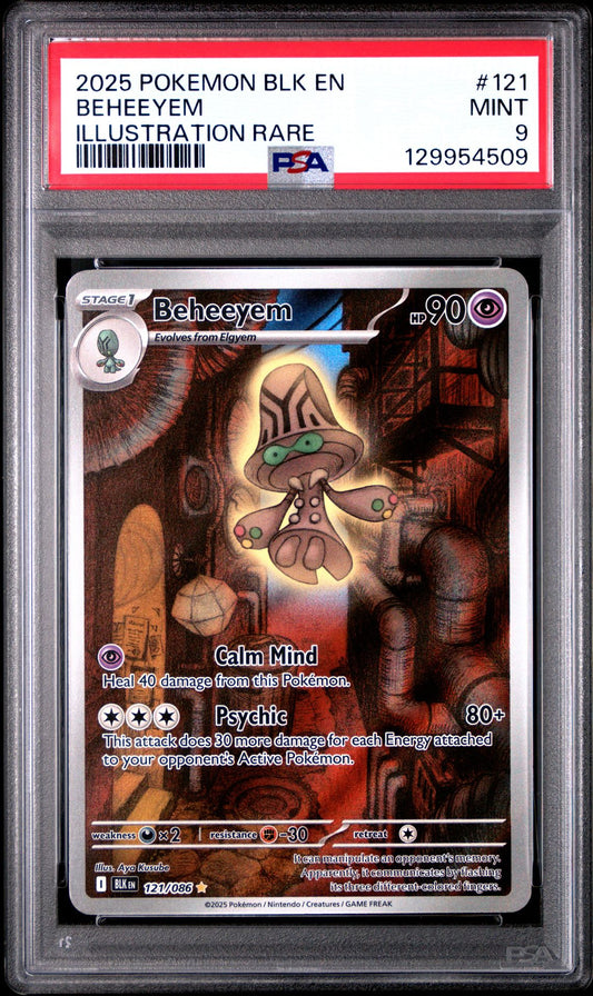 2025 POKEMON BLK EN-BLACK BOLT 121 BEHEEYEM ILLUSTRATION RARE PSA 9