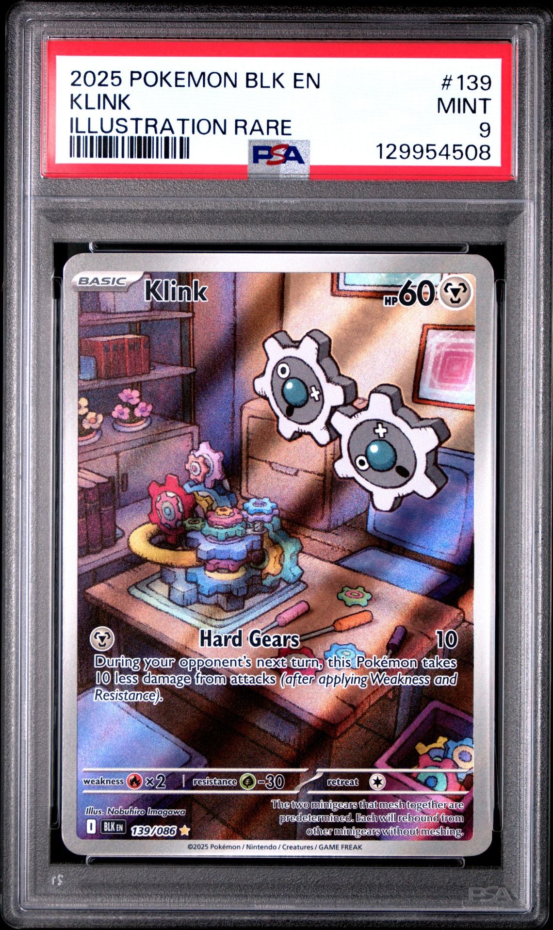 2025 POKEMON BLK EN-BLACK BOLT 139 KLINK ILLUSTRATION RARE PSA 9