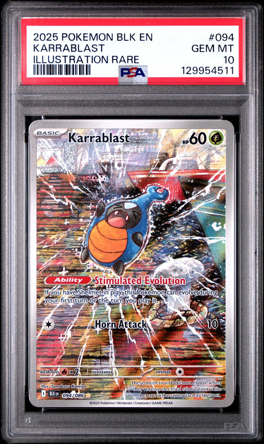 2025 POKEMON BLK EN-BLACK BOLT 094 KARRABLAST ILLUSTRATION RARE PSA 10