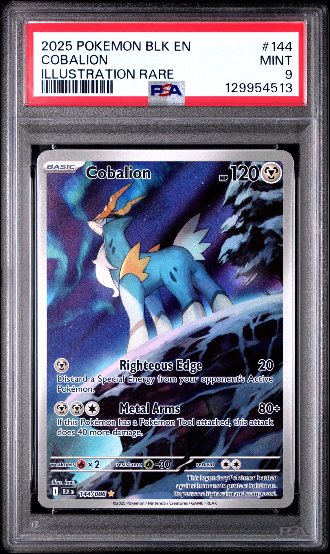 2025 POKEMON BLK EN-BLACK BOLT 144 COBALION ILLUSTRATION RARE PSA 9