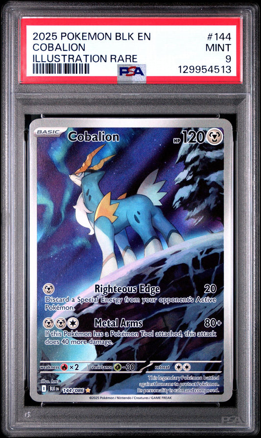 2025 POKEMON BLK EN-BLACK BOLT 144 COBALION ILLUSTRATION RARE PSA 9