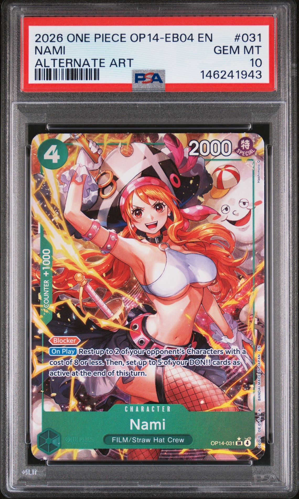 One Piece OP14 EB04 Nami 031 Alt Art PSA 10