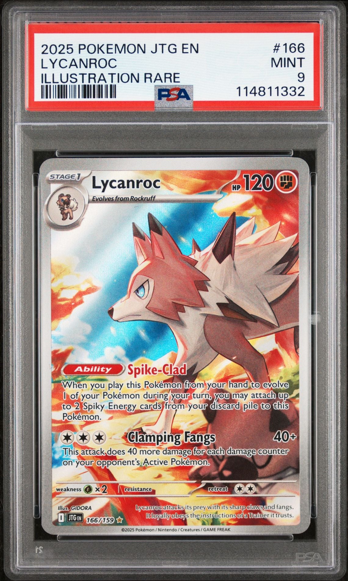 2025 Pokemon JTG EN Lycanroc IR PSA 9