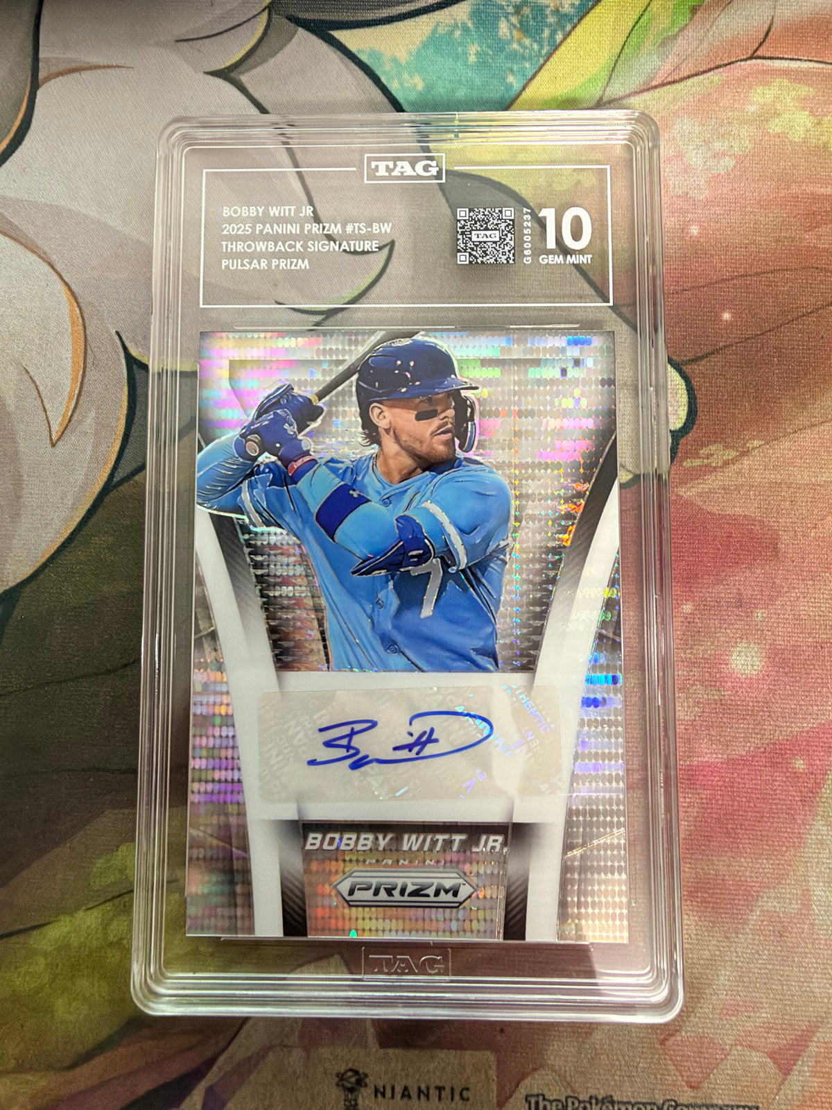 CONSIGN 2025 Panini Prizm Bobby Witt Jr Throwback Signature Pulsar Prizm TAG #10