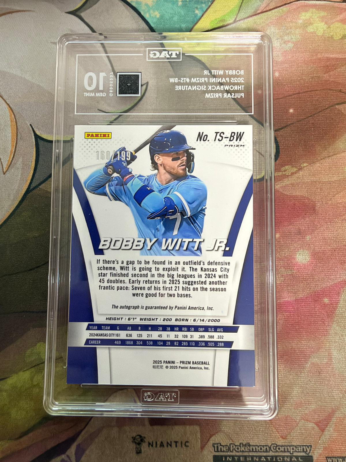 CONSIGN 2025 Panini Prizm Bobby Witt Jr Throwback Signature Pulsar Prizm TAG #10