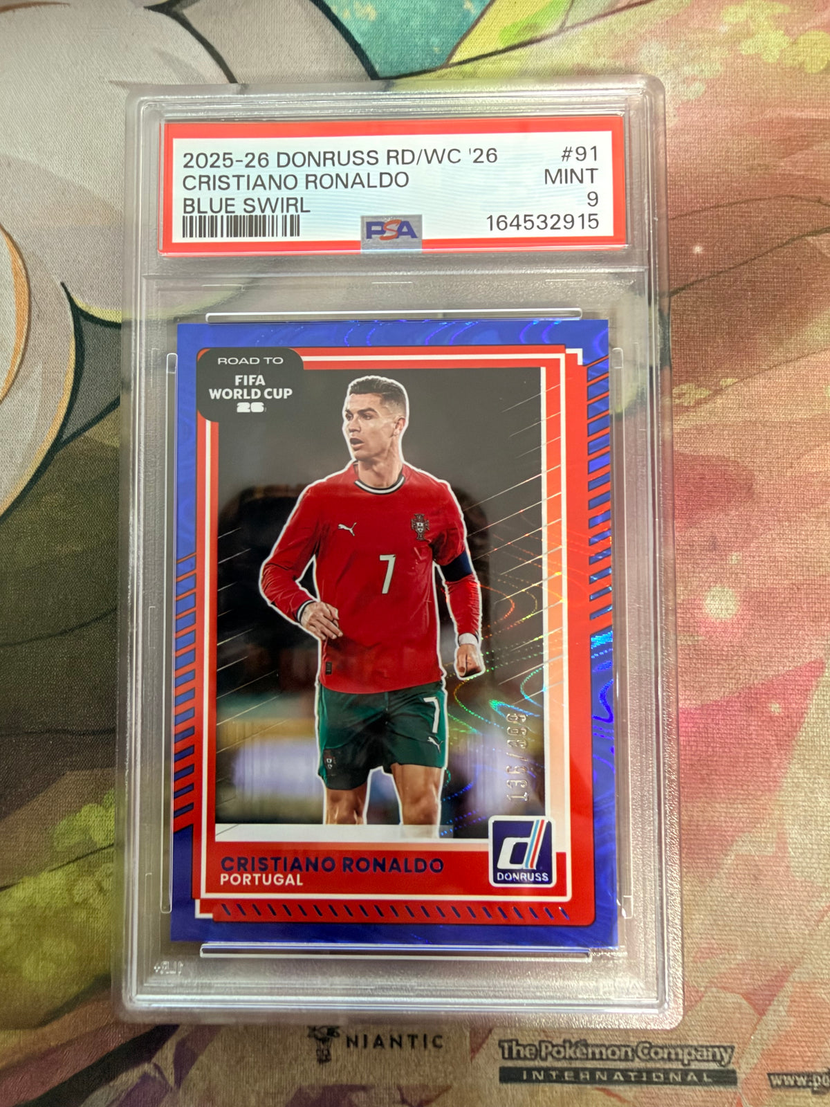 CONSIGN 2025-26 Donruss Road to World Cup '26 Cristiano Ronaldo Blue Swirl PSA #9
