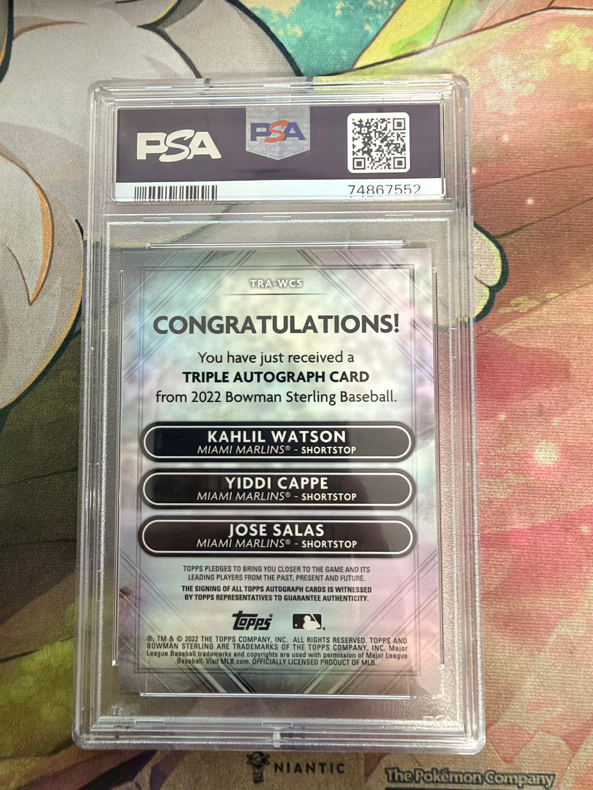 CONSIGN 2022 Bowman Sterling Salas/Cappe/Watson Triple Refractor Auto PSA #9