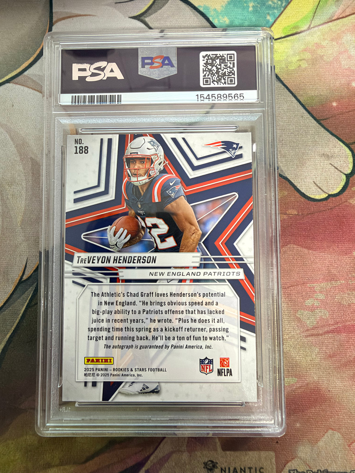 CONSIGN 2025 Rookies & Stars TreVeyon Henderson Signature True Blue PSA #9