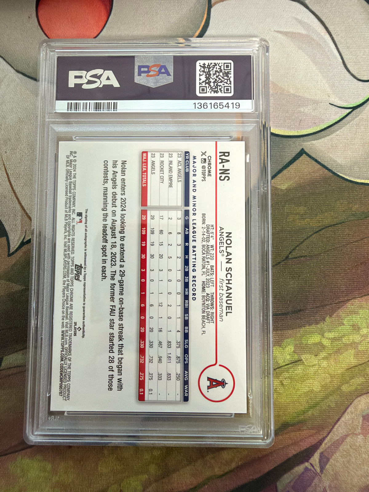CONSIGN 2024 Topps Chrome Update Nolan Schanuel Rookie Auto Gold/Orange Lava Lamp PSA #9