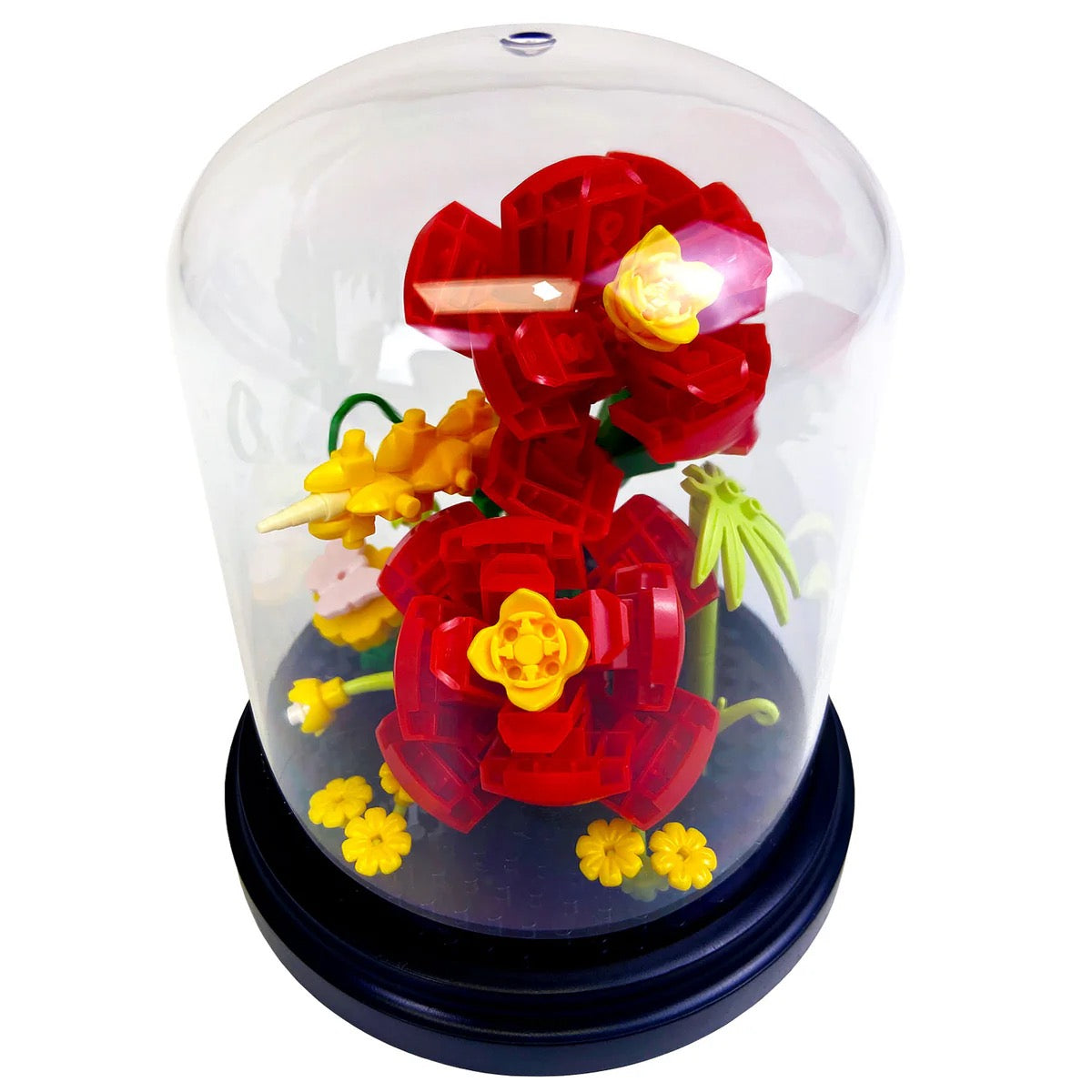 Botanical Blocks Red Rose Building Puzzle Display Dome