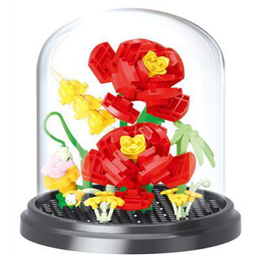 Botanical Blocks Red Rose Building Puzzle Display Dome