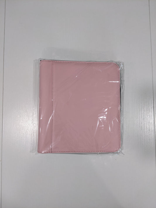 Generic 4-Pocket Zippered Toploader Binder - Leatherette Pink (Holds 128)