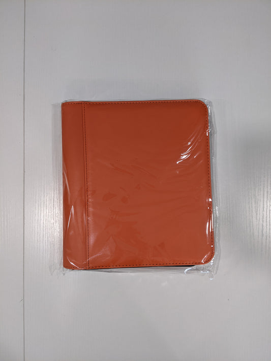Generic 4-Pocket Zippered Toploader Binder - Leatherette Orange (Holds 128)