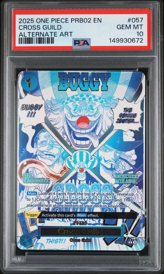 2025 One Piece PRB02 Premium Booster Vol.2 #057 Cross Guild Alternate Art PSA 10 Gem Mint