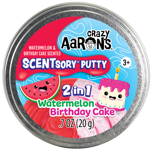 Crazy Aaron's Scentsory Watermelon Birthday Cake - 2.75" Thinking Putty Tin