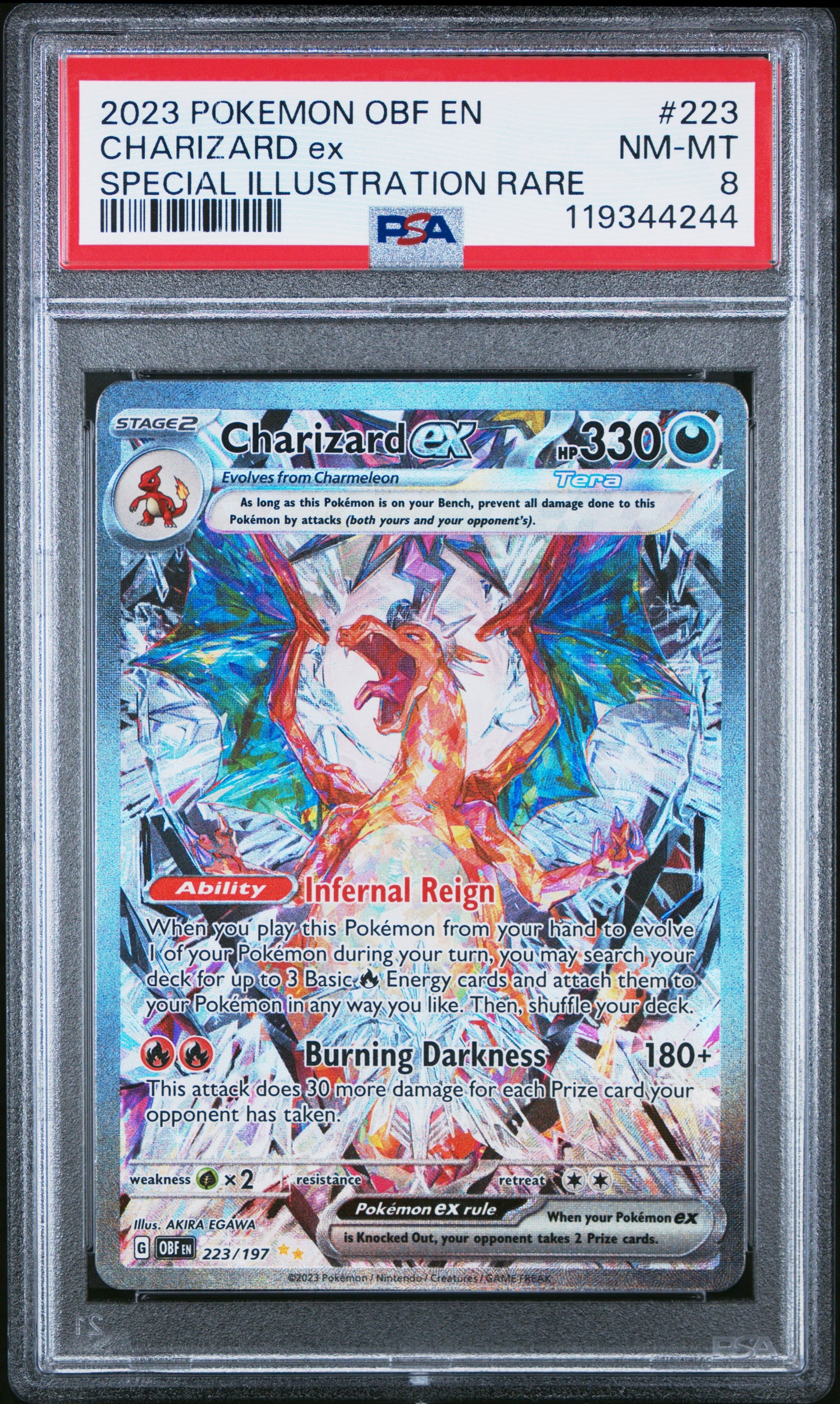 2023 Pokemon OBF Charizard ex SIR #233 PSA 8 NM-MT