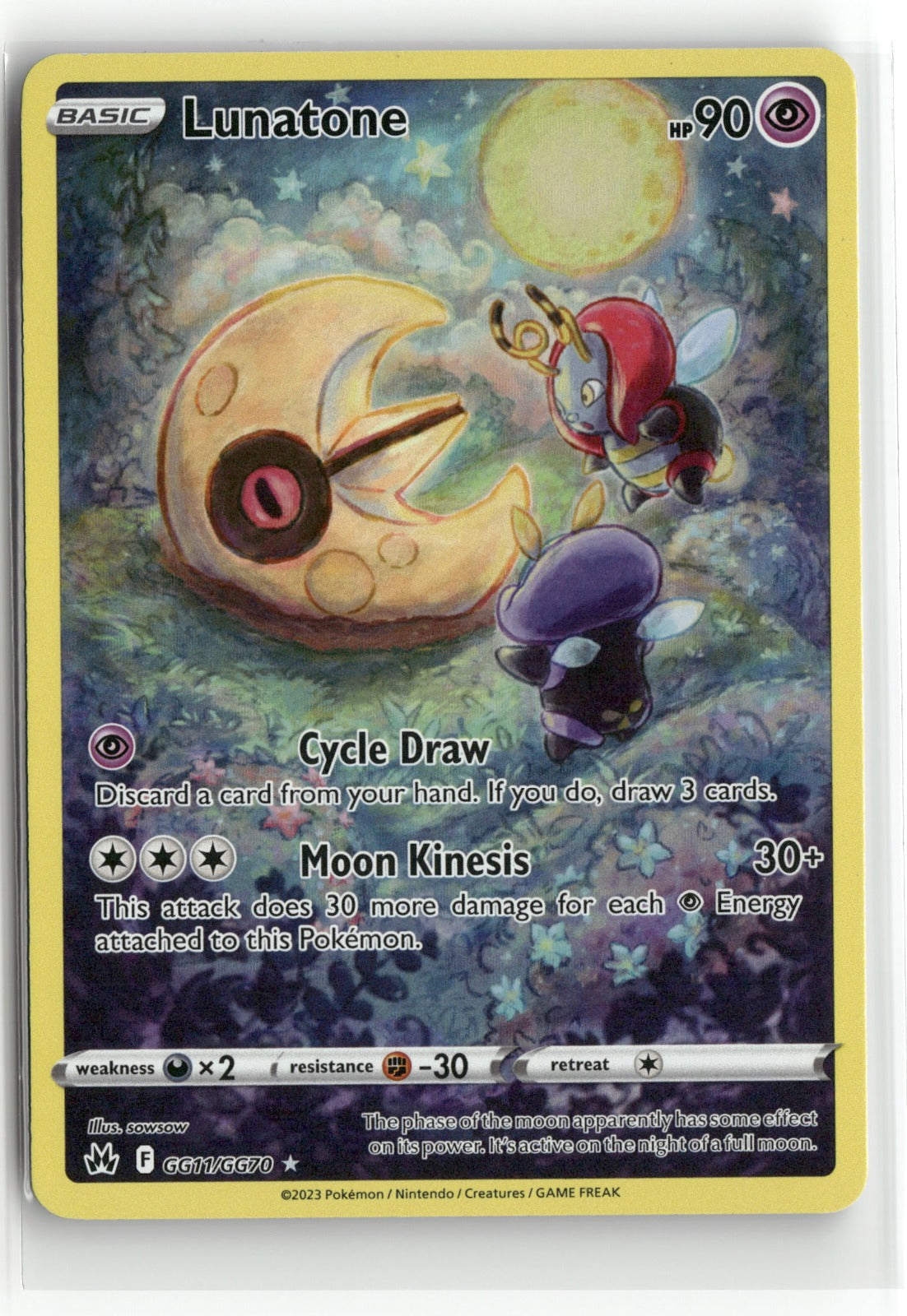 Pokemon Lunatone GG11/GG70 Ultra Rare 2023 Crown Zenith: Galarian Gallery