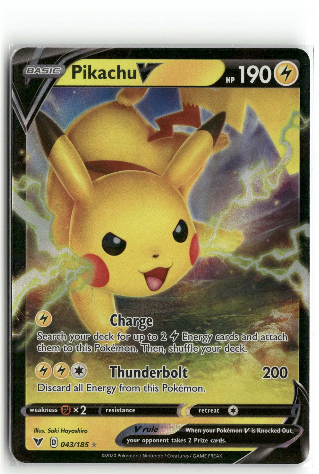 Pokemon Pikachu V - (#60 Pikachu Stamped) 043/185 HR 2022 Battle Academy 2022