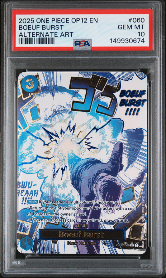 2025 One Piece OP12 Legacy of the Master #060 Boeuf Burst Alternate Art PSA 10 Gem Mint