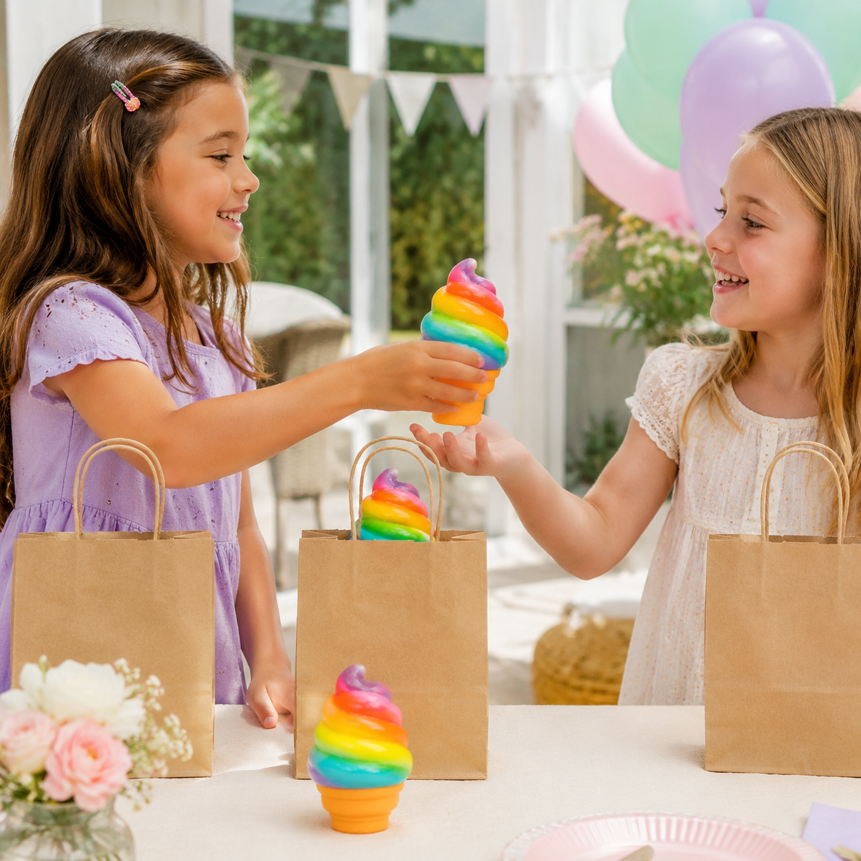 Rainbow Ice Cream Cone Slow-Rise Squishy- Sensory Fidget Toy