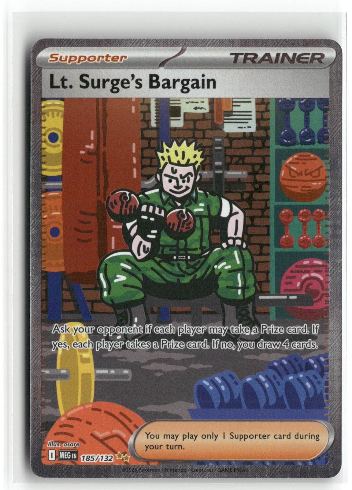 Pokemon Lt. Surge's Bargain 185/132 SIR 2025 ME01: Mega Evolution